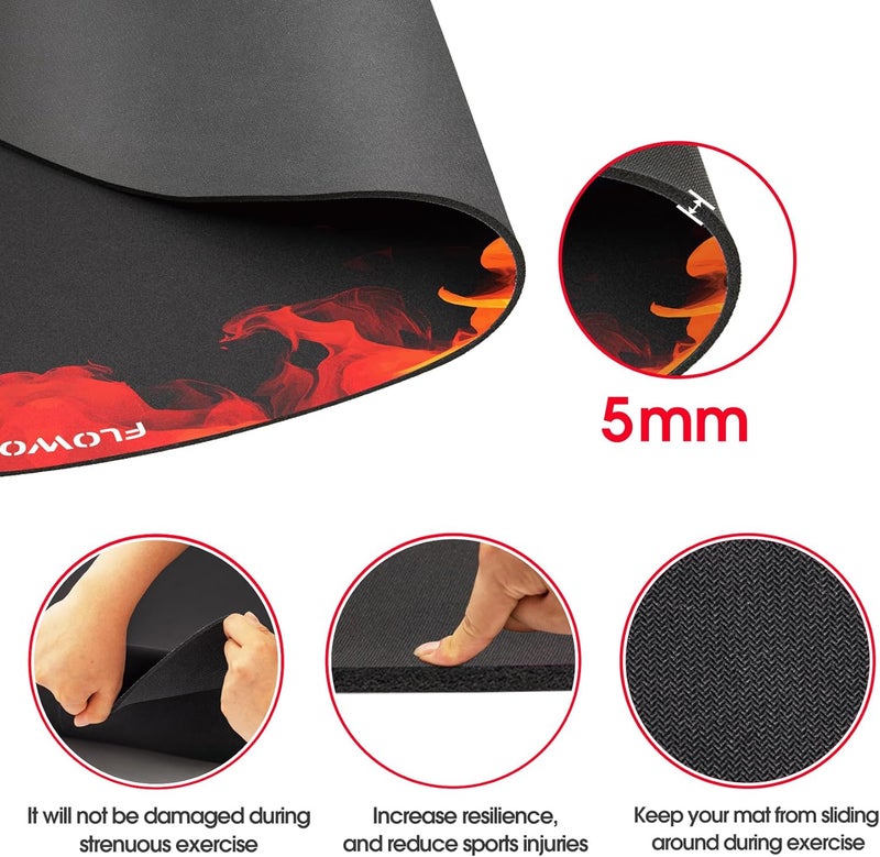 Flowort Cheete Jump Rope Mat Large Rubber Exercise Mat Indoor Outdoor Shock Absorbing Mat Non-Slip Oval Design for Floor & Rope Protection, Workout Mats for Home Gym Flooring - Image 4